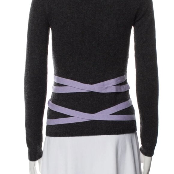 NWOT TSE Cashmere Long Sleeve V-Neck Sweater Grey Purple XS $425 - Picture 5 of 6